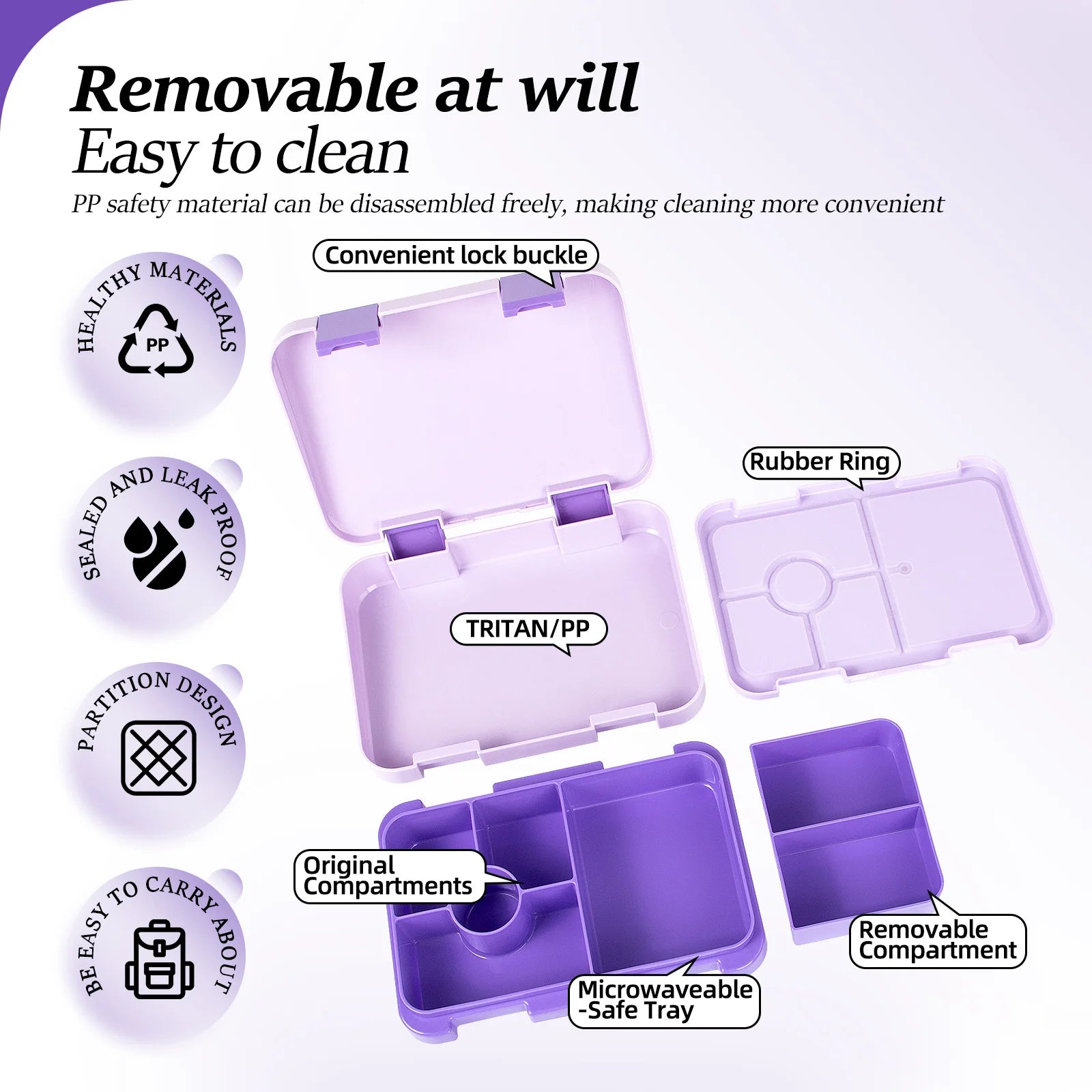 Food Grade Portable Lunch Box Lunchbox School Microwave heating Children Cartoon Bento High-capacity Kid Double Buckle Lunch Box Peaceful Pleasures Health and Wellness