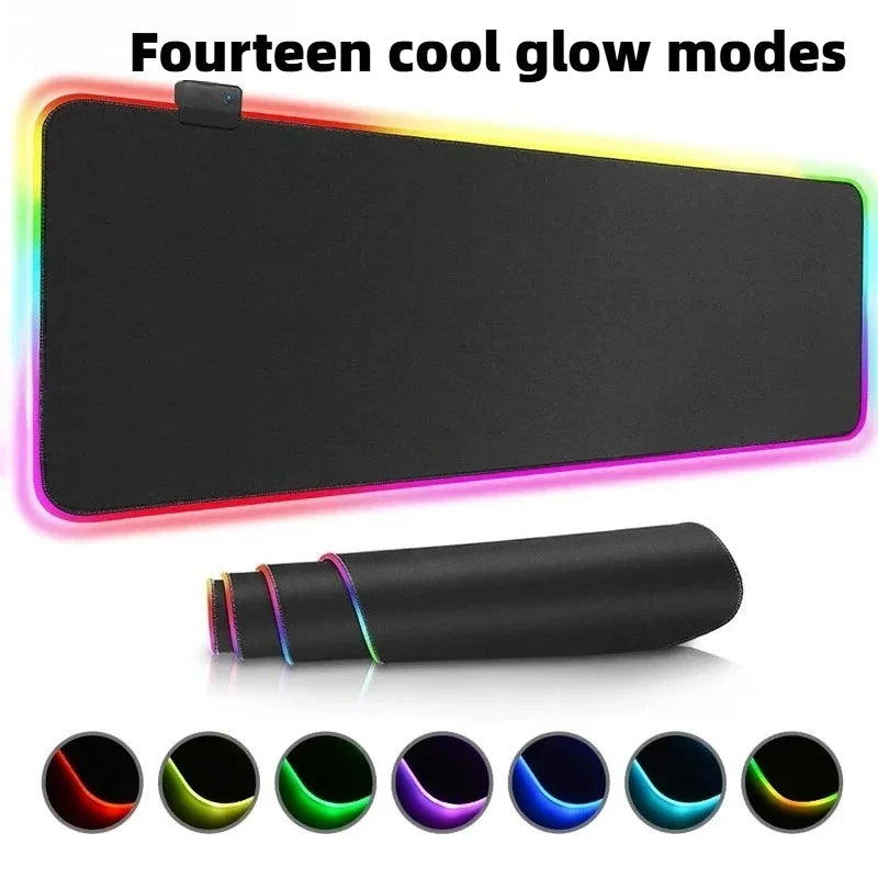 RGB Gaming Mouse Pad | 14 Glow Modes & Non-Slip Base