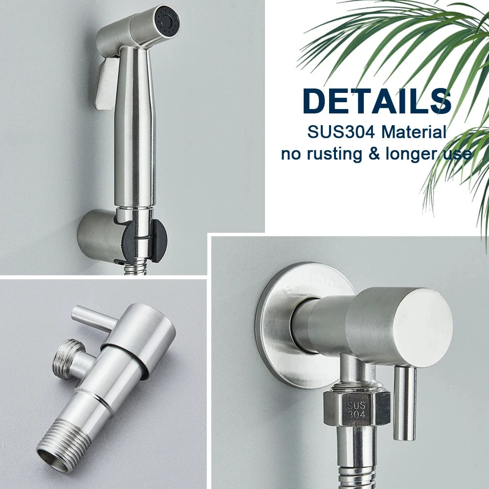 Wall-Mounted Bidet Sprayer Faucet | 304 Stainless Steel
