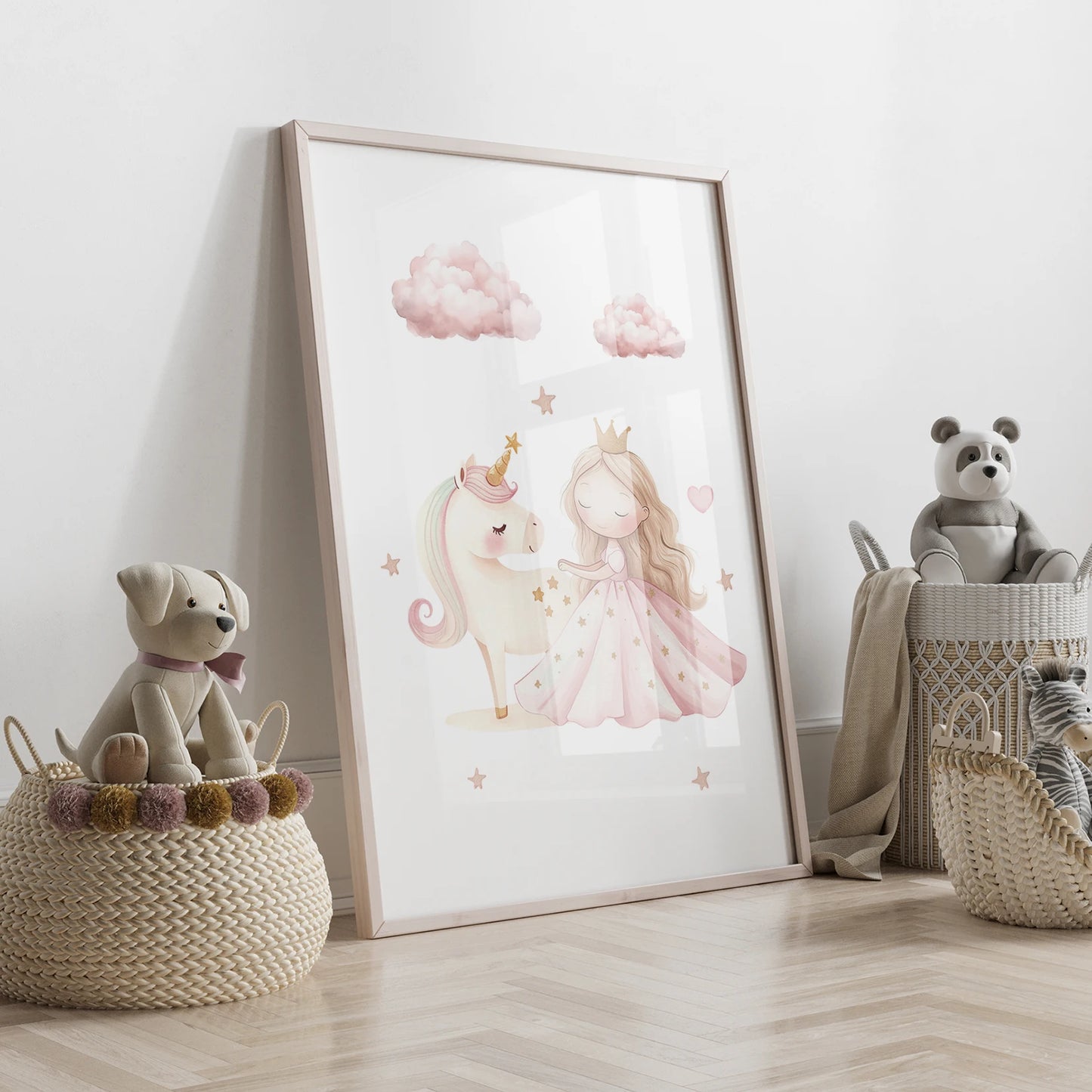 3-Piece Pink Unicorn Princess Canvas Wall Art | Kids Room Decor