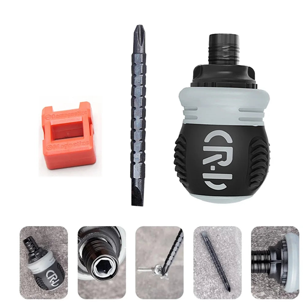 Dual-purpose Slotted Cross 2 In1 Ratchet Magnetic Screwdriver Repair