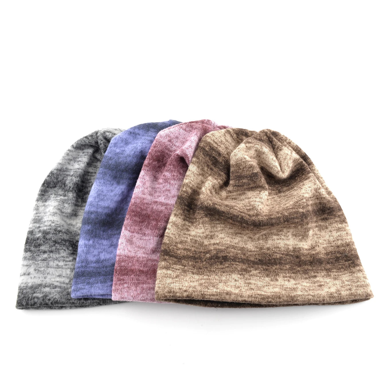 Unisex Striped Knit Beanie – Warm Slouchy Cuff Hat Men Women