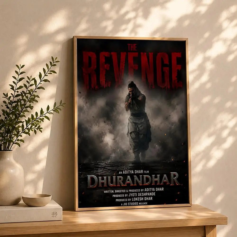 Movie-Dhurandhar 2 Poster HD Self Adhesive Waterproof Wall Art Ideal for Home Office Dorm Bedroom Great Gift Peaceful Pleasures Health and Wellness White2 21X30cmNoframe
