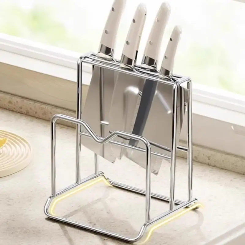 Stainless Steel Knife Rack & Kitchen Countertop Organizer Knife Storage Rack Peaceful Pleasures Health and Wellness