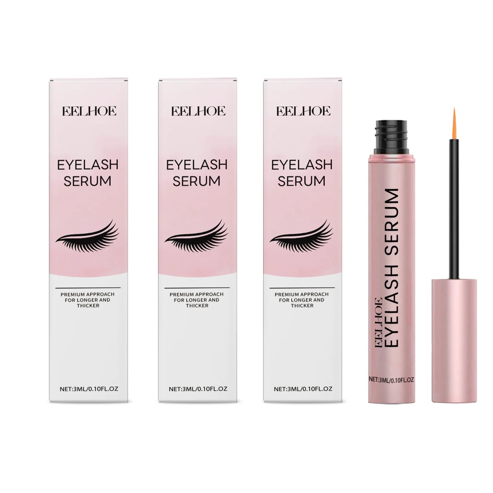 EELHOE Mascara Moisturizing Essence Lengthen Lash Promote Eyelashes Growth Thicker Curlier Prevent Baldness Eyelash Growth Serum Peaceful Pleasures Health and Wellness 3 X 3ml Boxed