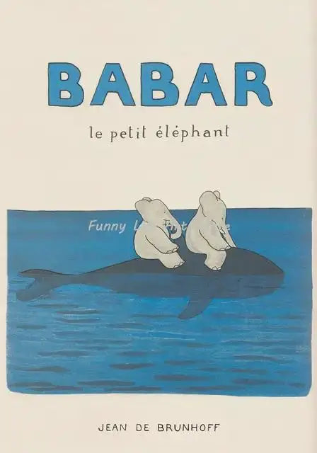 Vintage Babar Elephant Canvas Wall Art | Kids Nursery Poster