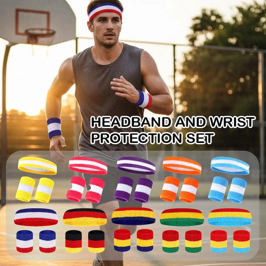 Cotton Sports Headband & Wristband Set | Moisture Wicking Sports Headband Set Peaceful Pleasures Health and Wellness