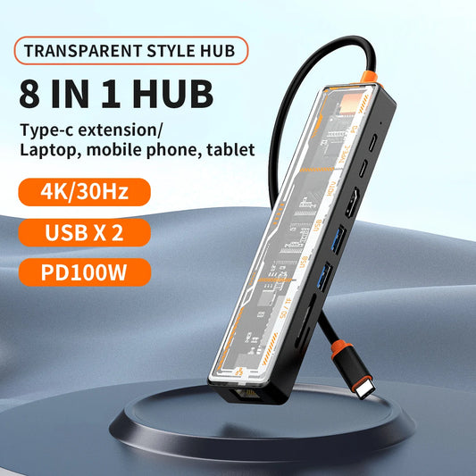 8-in-1 USB-C Docking Station | HDMI, PD 100W, RJ45, USB 3.0 USB-C Docking Station Peaceful Pleasures Health and Wellness