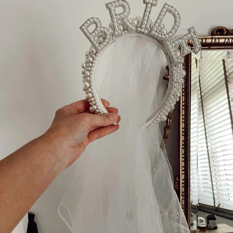 Bride To Be Pearl Crown Tiara Headband | Bachelorette Gift