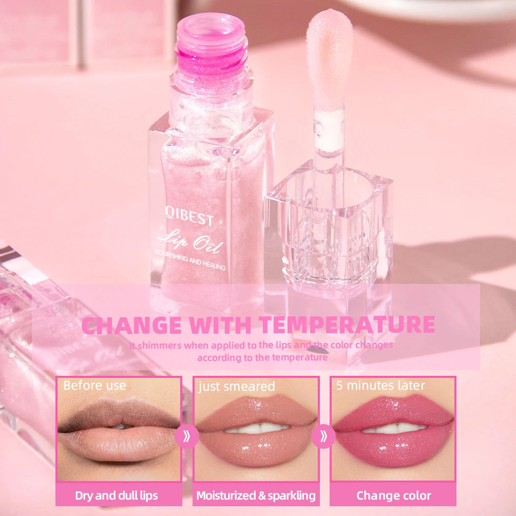 QIBEST 2024 New Temperature Color Changing Lipgloss Moisturizer Long-lasting Liquid Lipstick Lip Plumper Gloss Makeup For Women Peaceful Pleasures Health and Wellness