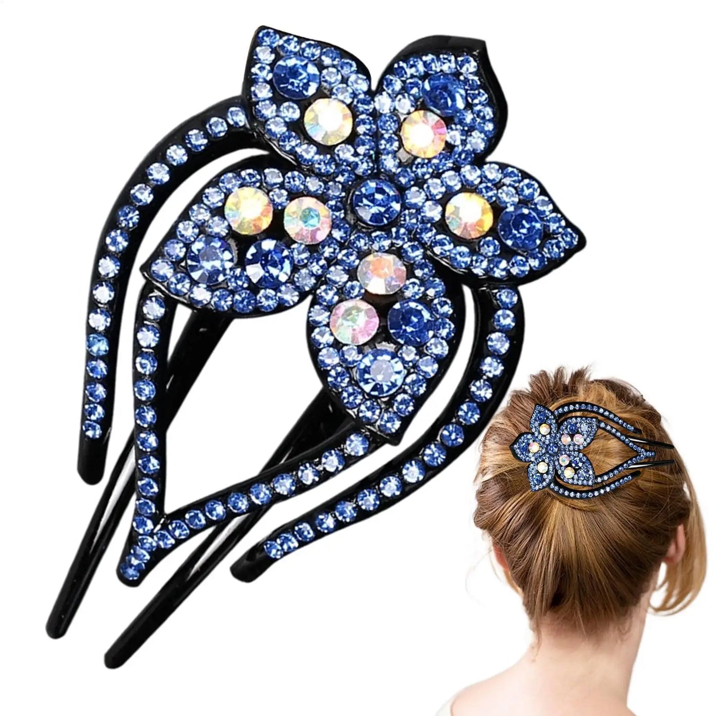 Crystal Flower Duckbill Hair Clip – Rhinestone Barrette for Women