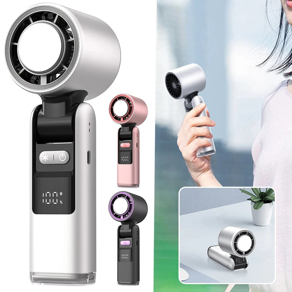 100 Turbos Chilled Ice Sensation Cold Fan Super Mini Turbos Speed Fan USB Powered Digital Display For Outdoor Camping Travel Peaceful Pleasures Health and Wellness
