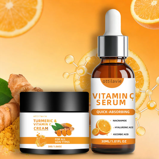 Turmeric & Vitamin C Cream + Serum Duo | All Skin Types Skincare Duo Set Oasis Select