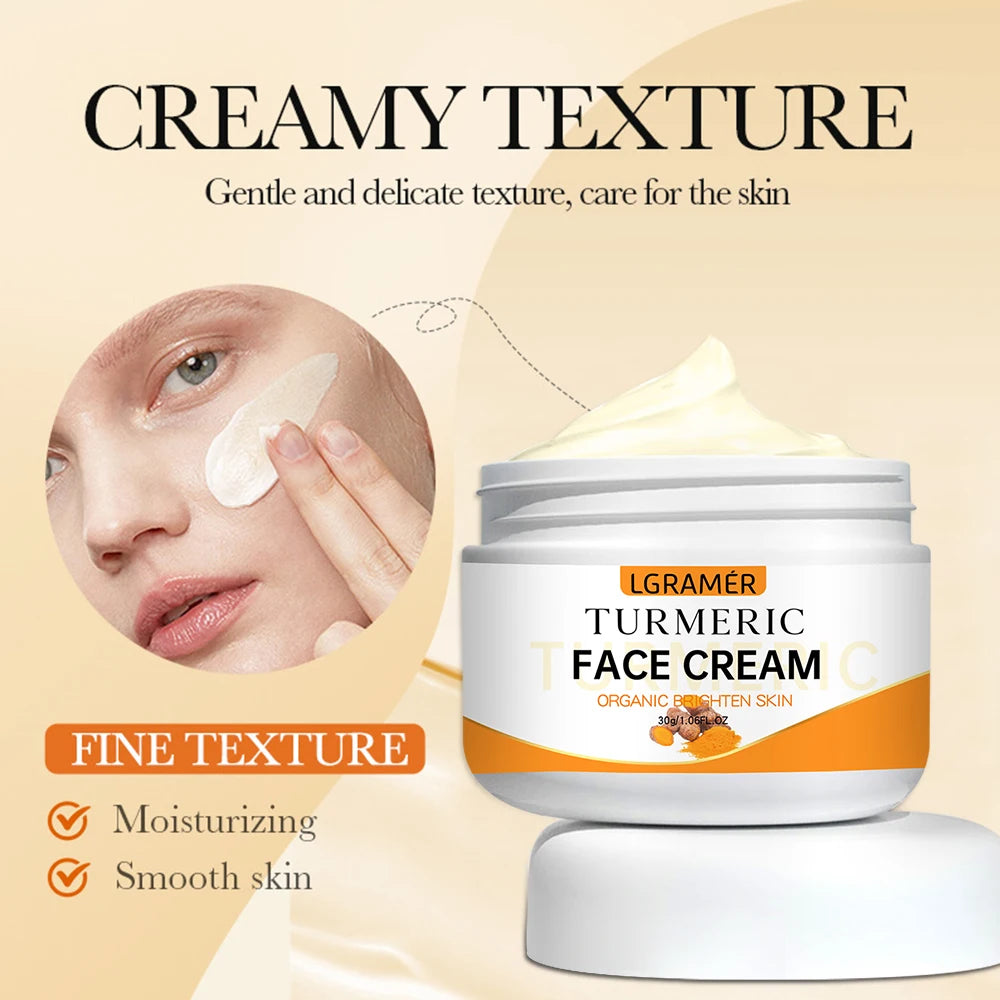 Turmeric Whitening Face Cream Wrinkle Removal Lighten Fine Lines Makes Skin Look More Youthful Birghten Moisturize Facial Care Peaceful Pleasures Health and Wellness