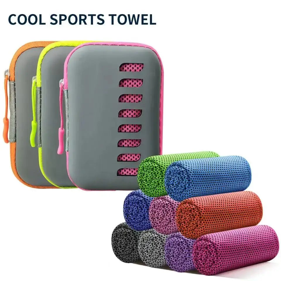 Camping Cooling Towels with EVA Case, Compact & Portable Travel Ice Towel Quick Dry Towels for Sports Gym, Hiking and Yoga Peaceful Pleasures Health and Wellness