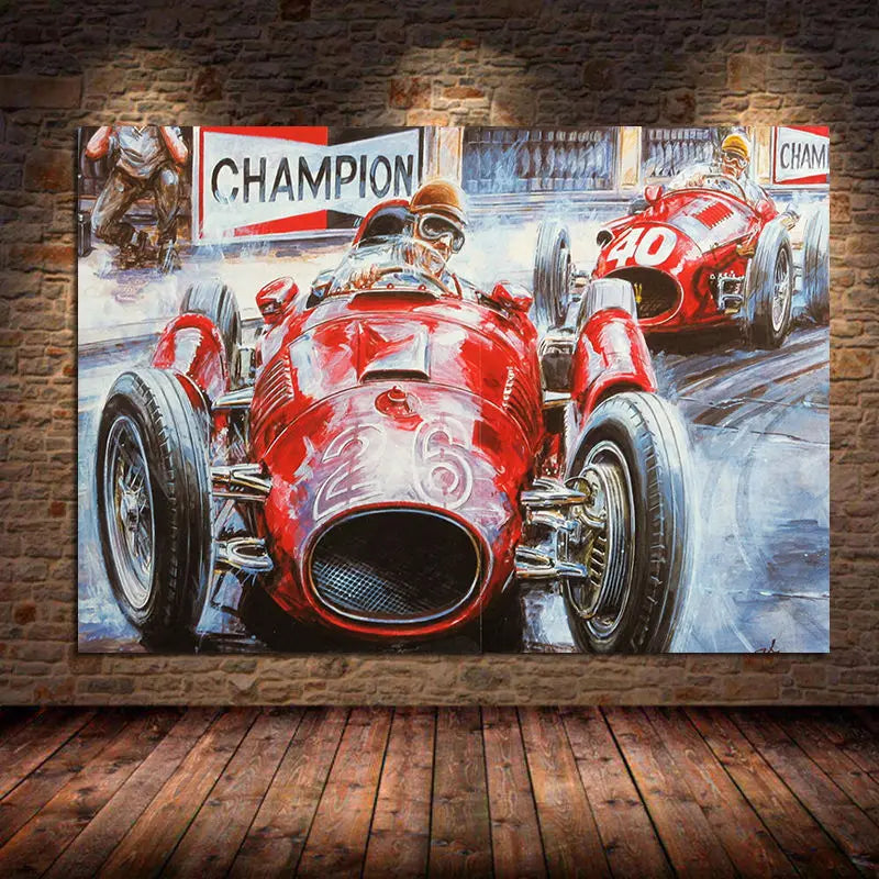 Vintage Racing Car Canvas Wall Art | Retro Classic Car Poster Canvas Wall Art Peaceful Pleasures Health and Wellness 5 40x80cm