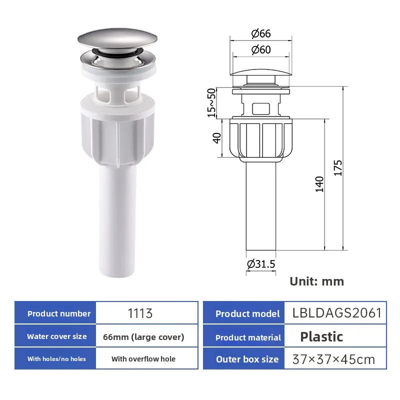 Pop Up Drain Stopper – Black, Chrome & Bronze Basin Drain