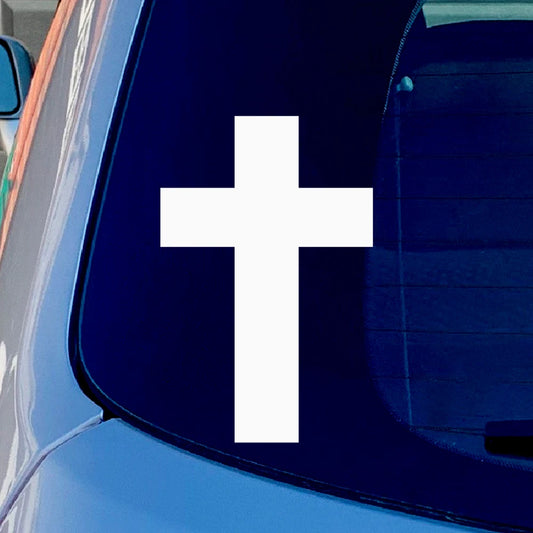 2Packs 5"x3.3" Cross Vinyl Sticker Plain Simple Jesus Car Handmade Decal Peaceful Pleasures Health and Wellness WHITE