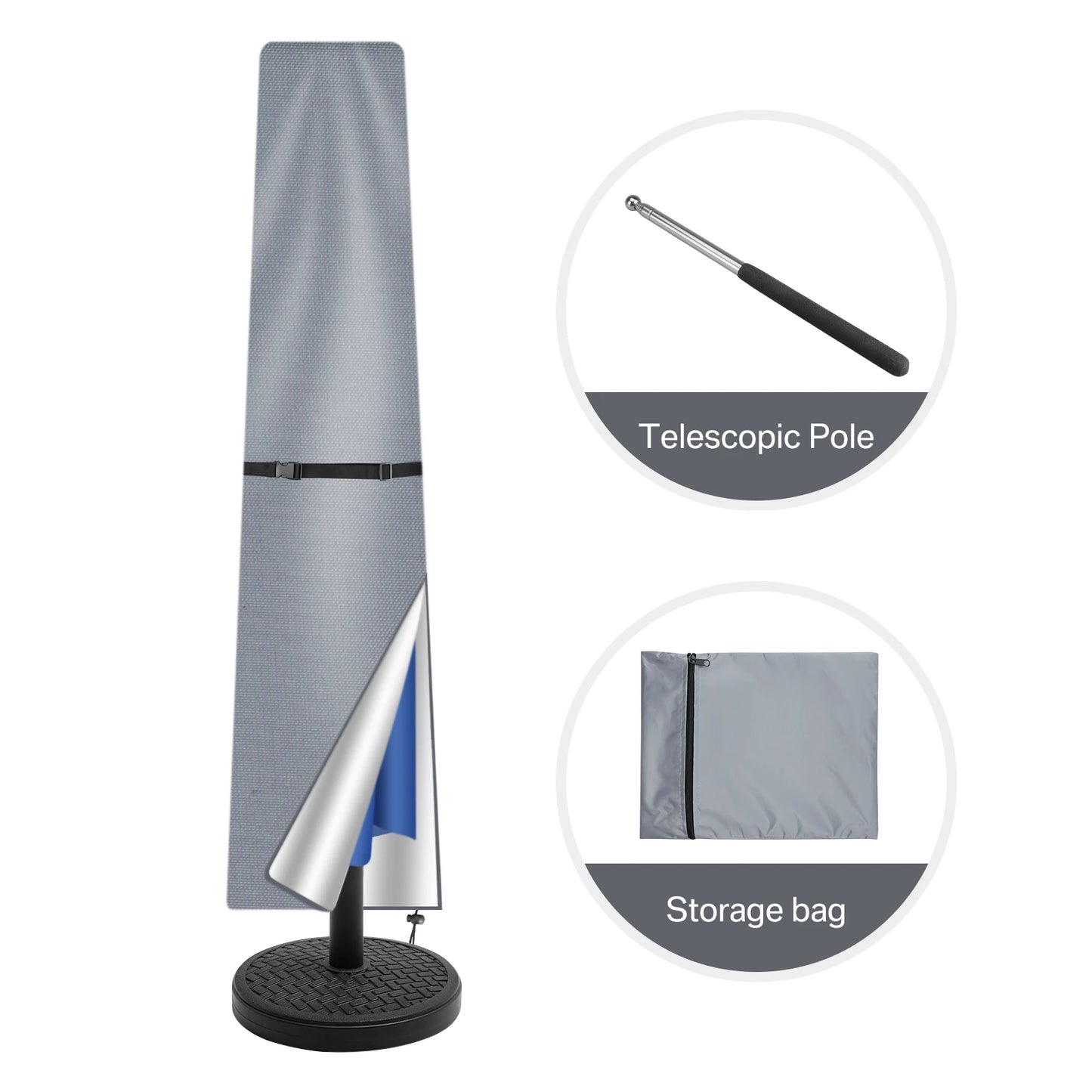 Waterproof Garden Parasol Cover UV & Windproof with Zipper