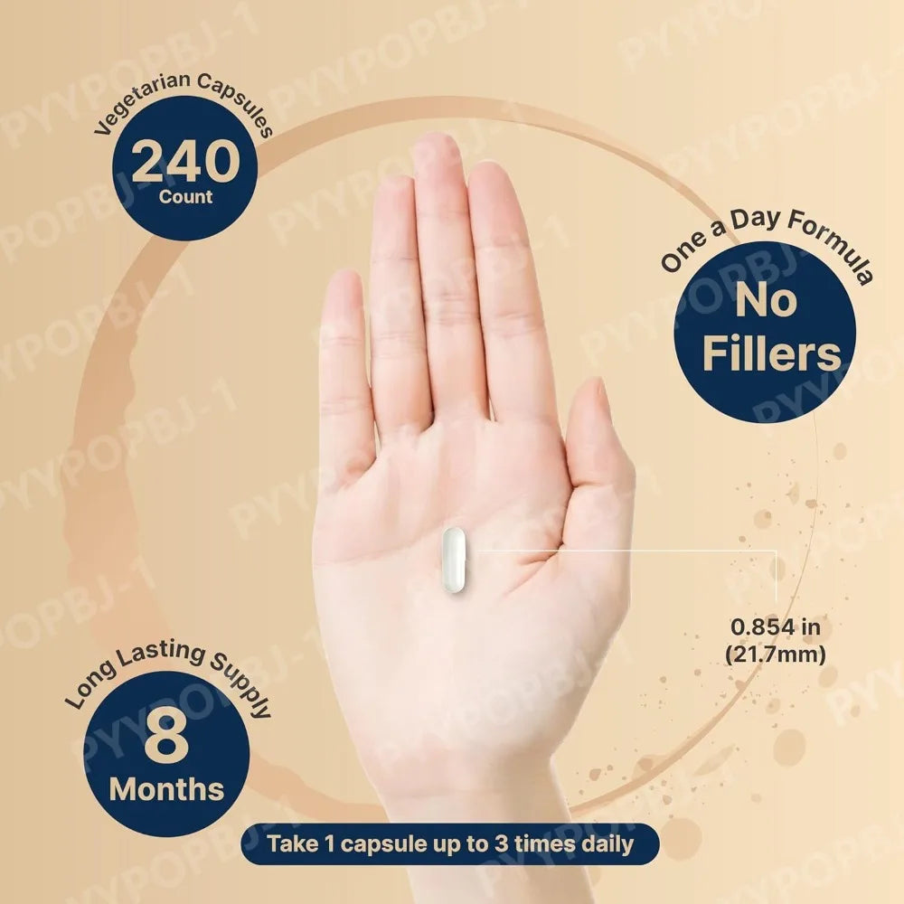 Magnesium Glycinate 500mg 240 Veggie Caps | Chelated Vegan