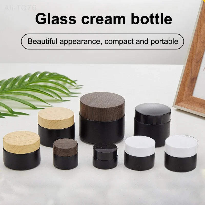 Black Glass Cream Jars – Empty Cosmetic Containers 10/30/60g