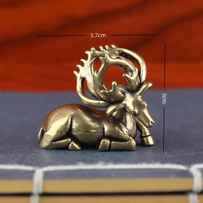 Solid Brass Elk Moose Figurine | Retro Desk Statue & Ornament