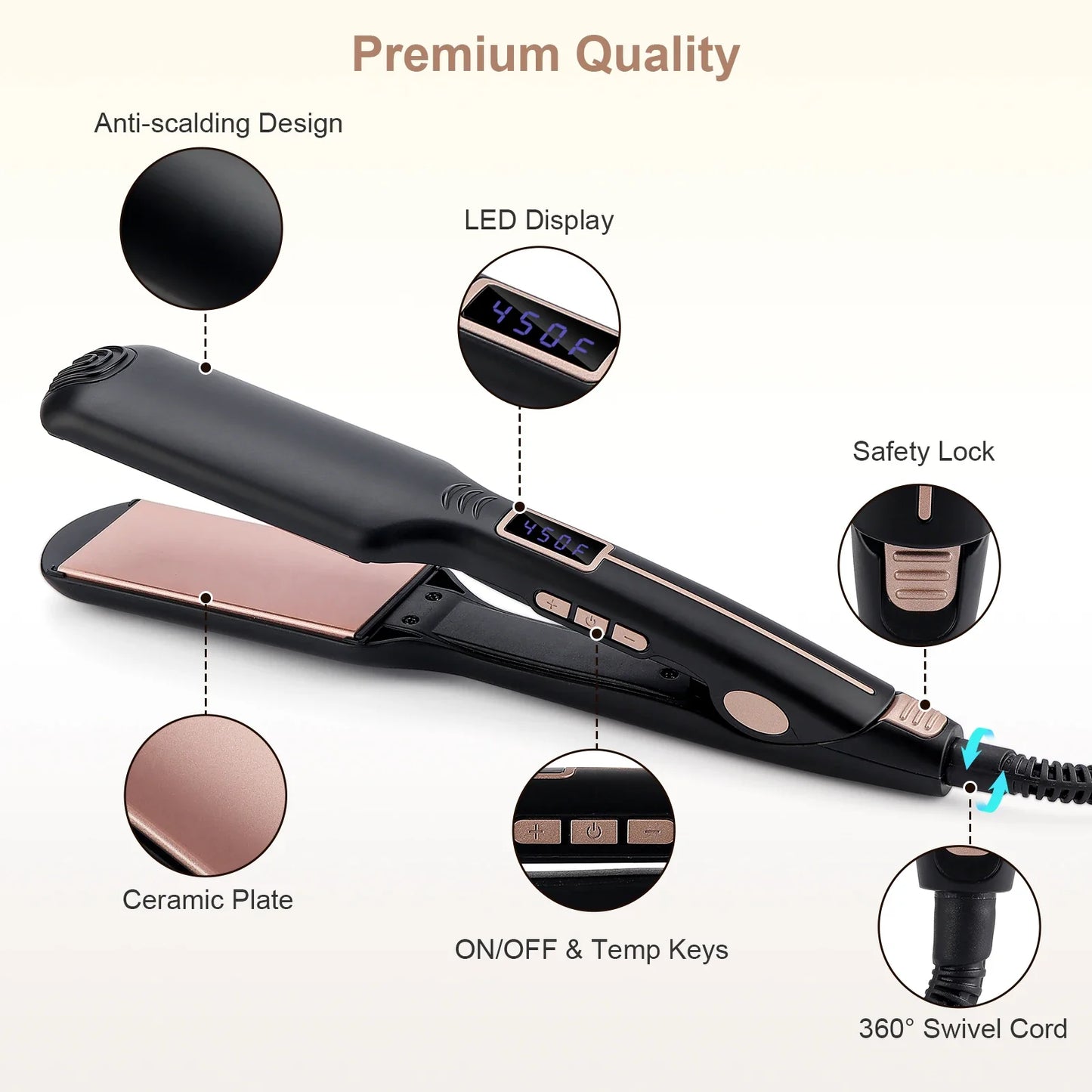 2-in-1 Hair Straightener & Curler | 10s Heat, 12 Temps