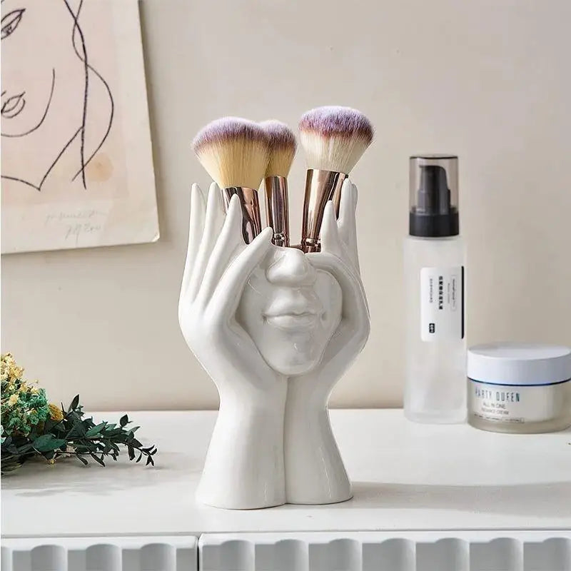 Makeup Brush & Cosmetic Organizer Cylinder | Desktop Storage Jar