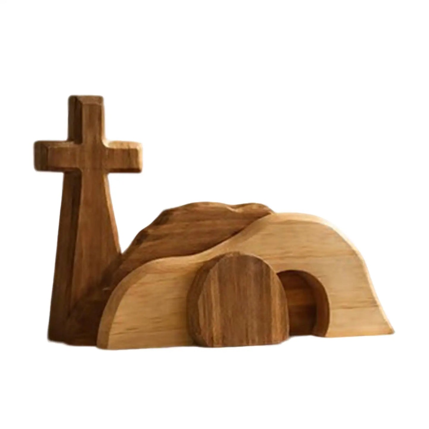 Wooden Easter Empty Tomb & Cross Resurrection Scene Decor Set