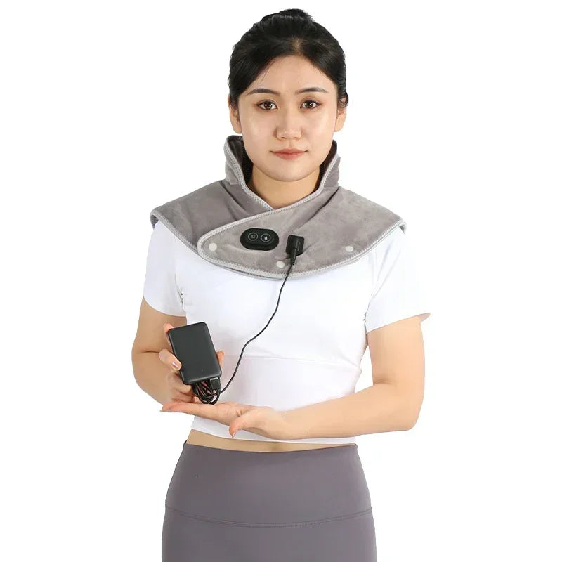 Electric Heating Shoulder Neck Pad Cervical Wrap Three Gear Thermal Compress Massager Vibration Shawl Warm Back Tool Relax Brace Peaceful Pleasures Health and Wellness