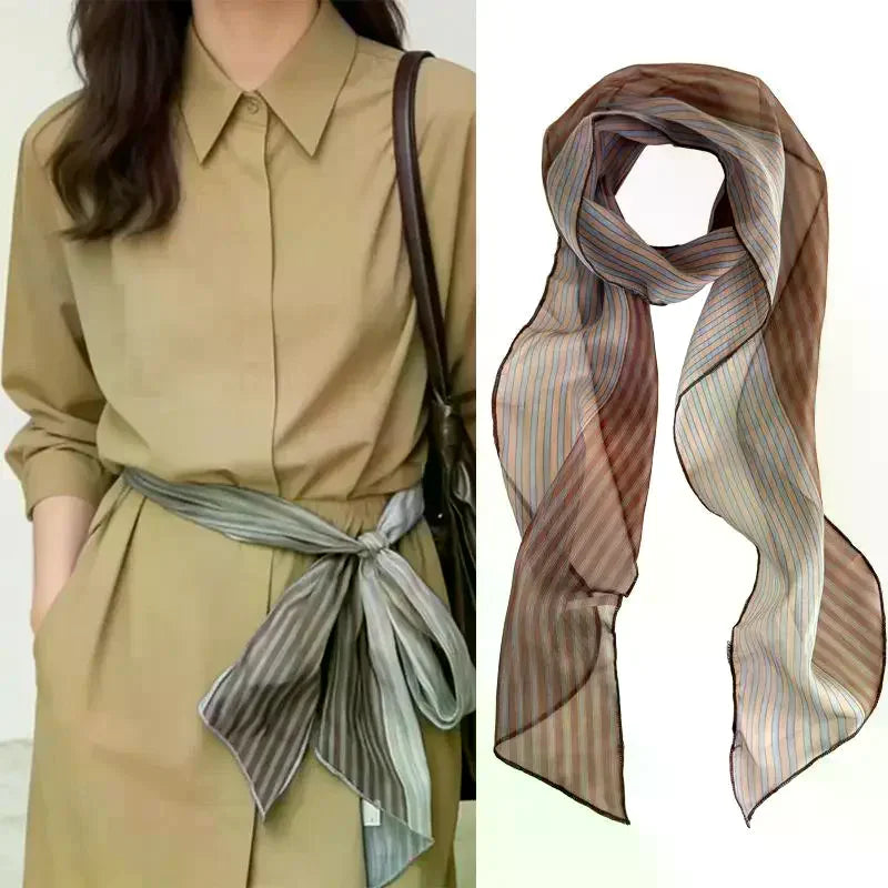 Striped Silk-Blend Scarf – Neck, Head & Hair Accessory for Women