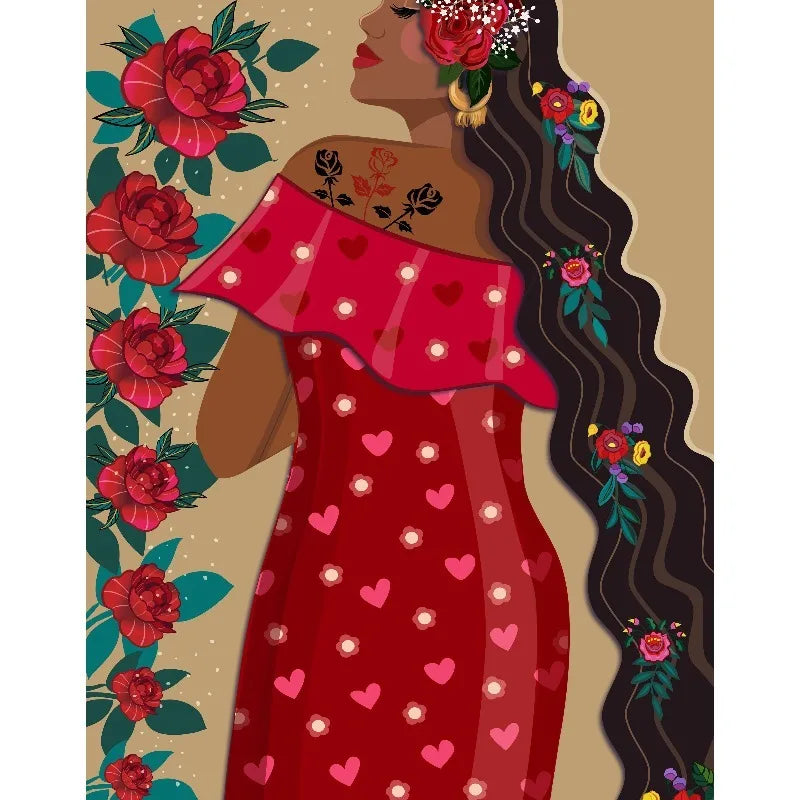 Boho Latina Hummingbird Mexico Folk Art Canvas Wall Print Canvas Wall Print Peaceful Pleasures Health and Wellness 3 50x70cm Unframed