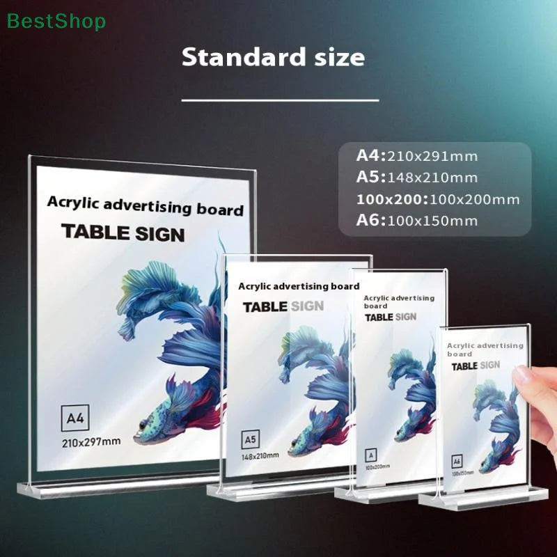 Acrylic Sign Holder A4/A5/A6 Desk Menu & Price Display Stand