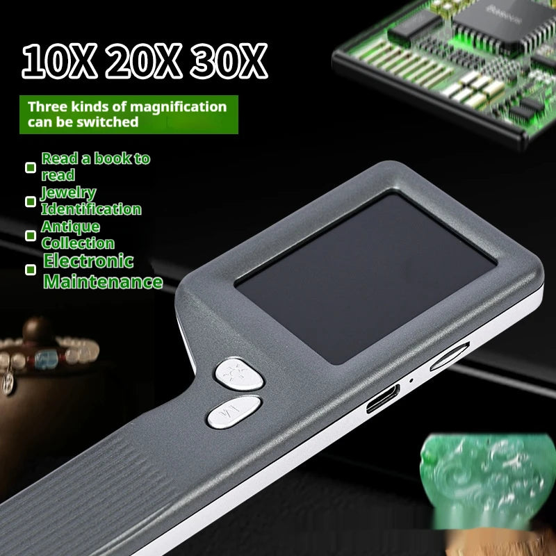 Handheld Electronic Magnifying Glass Specialized High-Definition Digital Microscope for Identification Peaceful Pleasures Health and Wellness