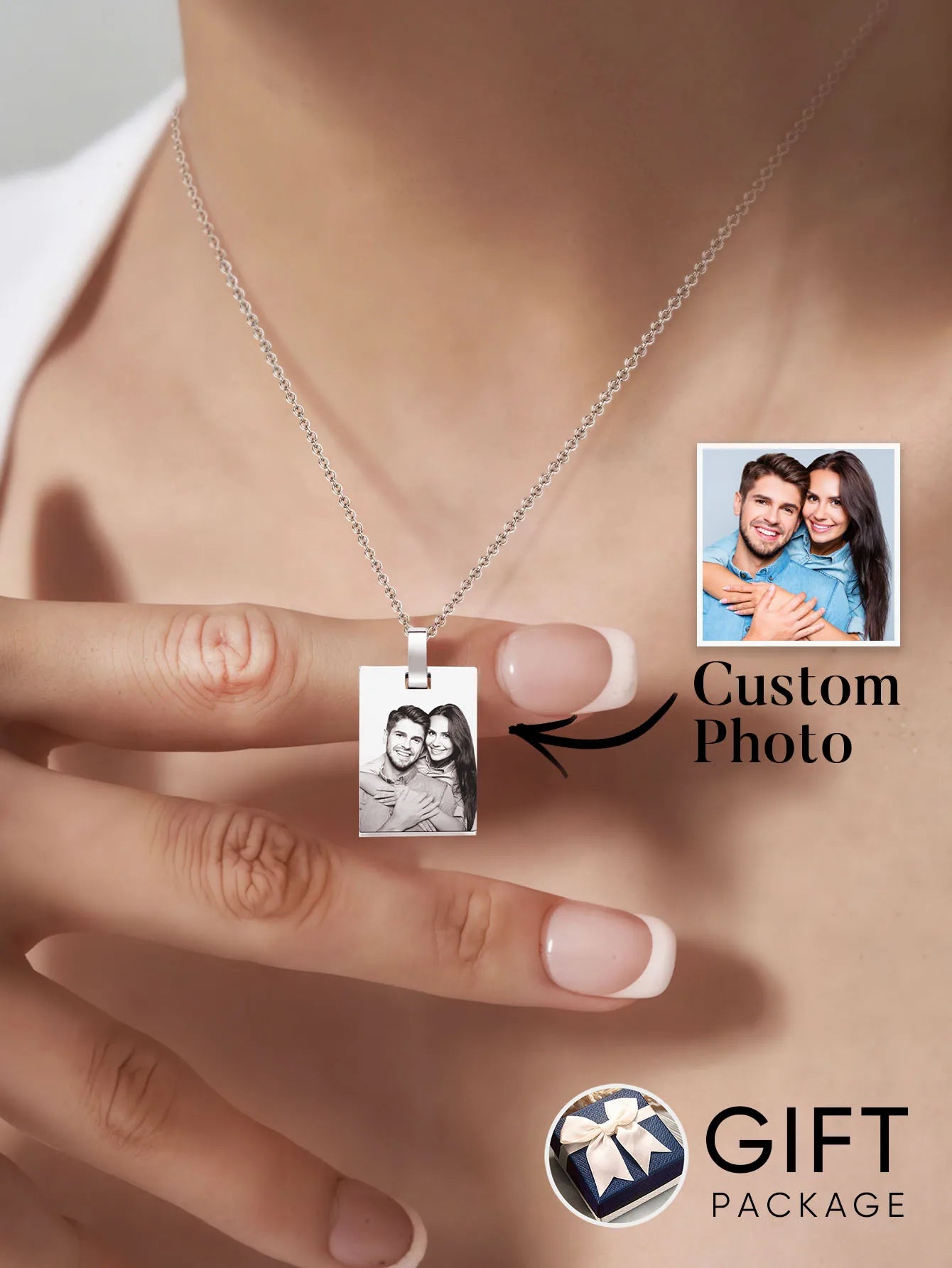 Custom Photo Necklace | Laser Engraved Stainless Steel Pendant