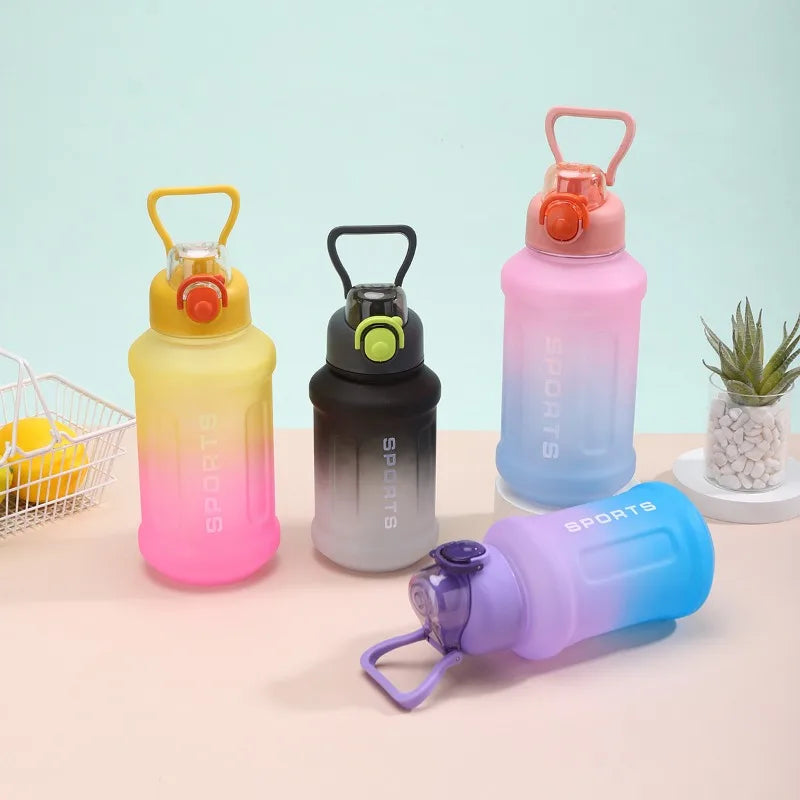 Portable 1300ml Large Capacity Gradient Color Water Bottle Frosted Cup Plastic Straw Cup Sports Drinking Water Tool Peaceful Pleasures Health and Wellness