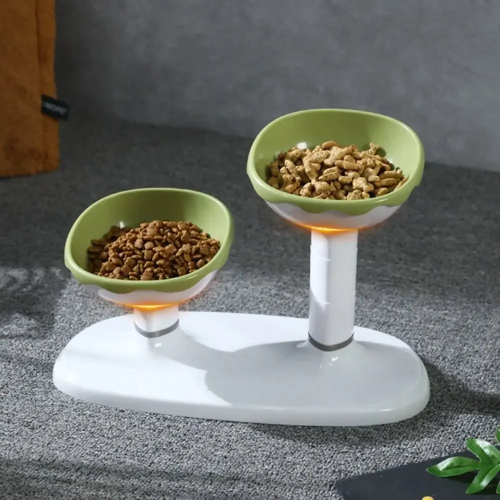Elevated Double Pet Bowl | Adjustable Cat & Dog Feeding Station Elevated Pet Feeder Peaceful Pleasures Health and Wellness