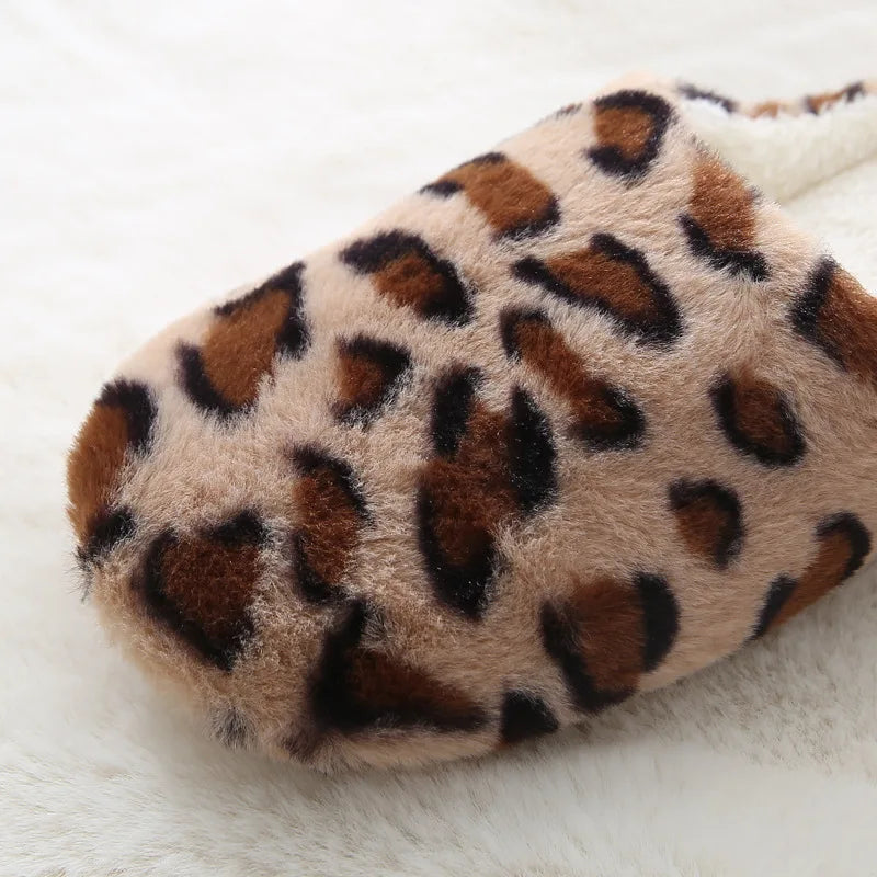 Leopard Fur Slippers | Memory Foam Non-Slip Warm Winter House Shoes