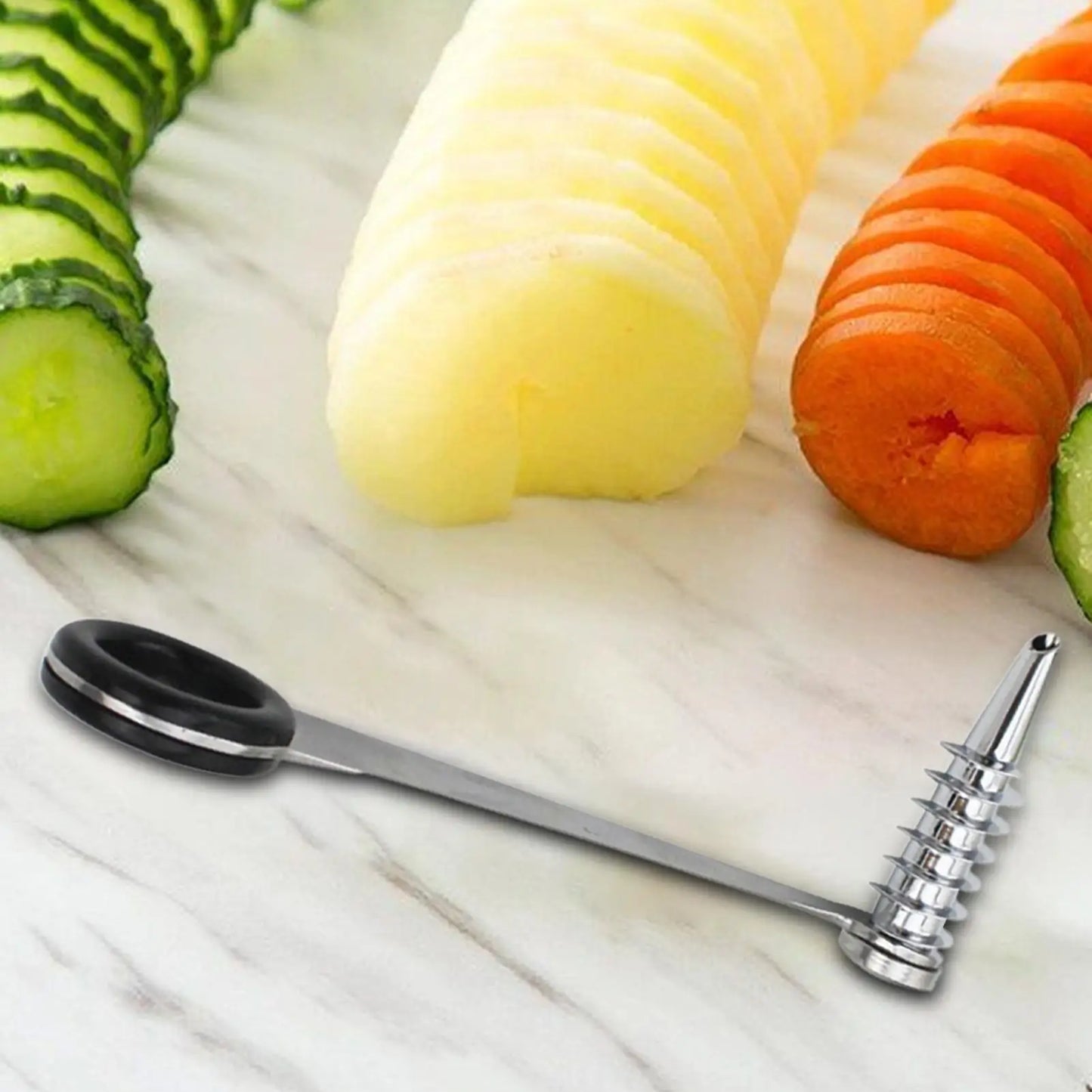 Handheld Vegetable Spiral Slicer – Stainless Steel Spiralizer