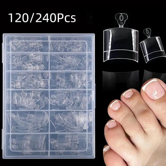 120/240pcs Fake Toe Nail Tips Transparent Half Cover Toenail For Pedicure Square Press On Toenails For Women Nail Salons DIY Peaceful Pleasures Health and Wellness