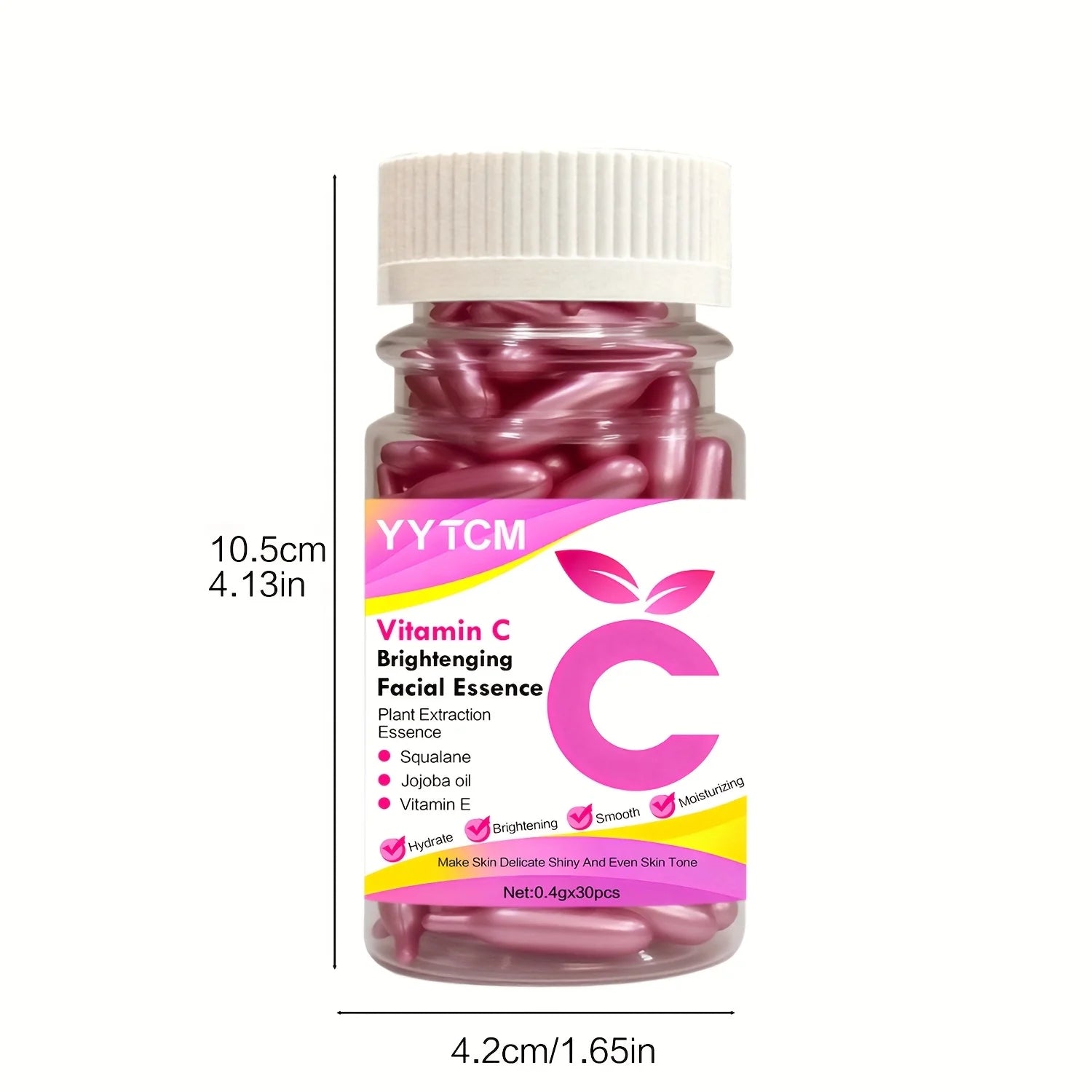 Vitamin C Skin-Brightening and Moisturizing Capsule Essence, Hydrates and Smooths the Skin, Contains Plant-Based Squalane, Vitamin E, Magnolia Oil, and Jojoba Seed Oil for Deep Hydration and Skin-Brightening Essence (0.4Gx90 Peaceful Pleasures Health and Wellness