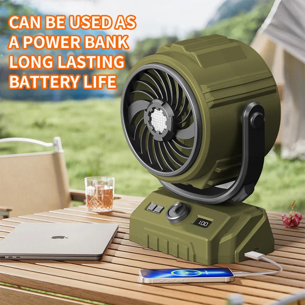 URGGU 6" Camping Fan | 100 Speeds, LED Light & Digital Display