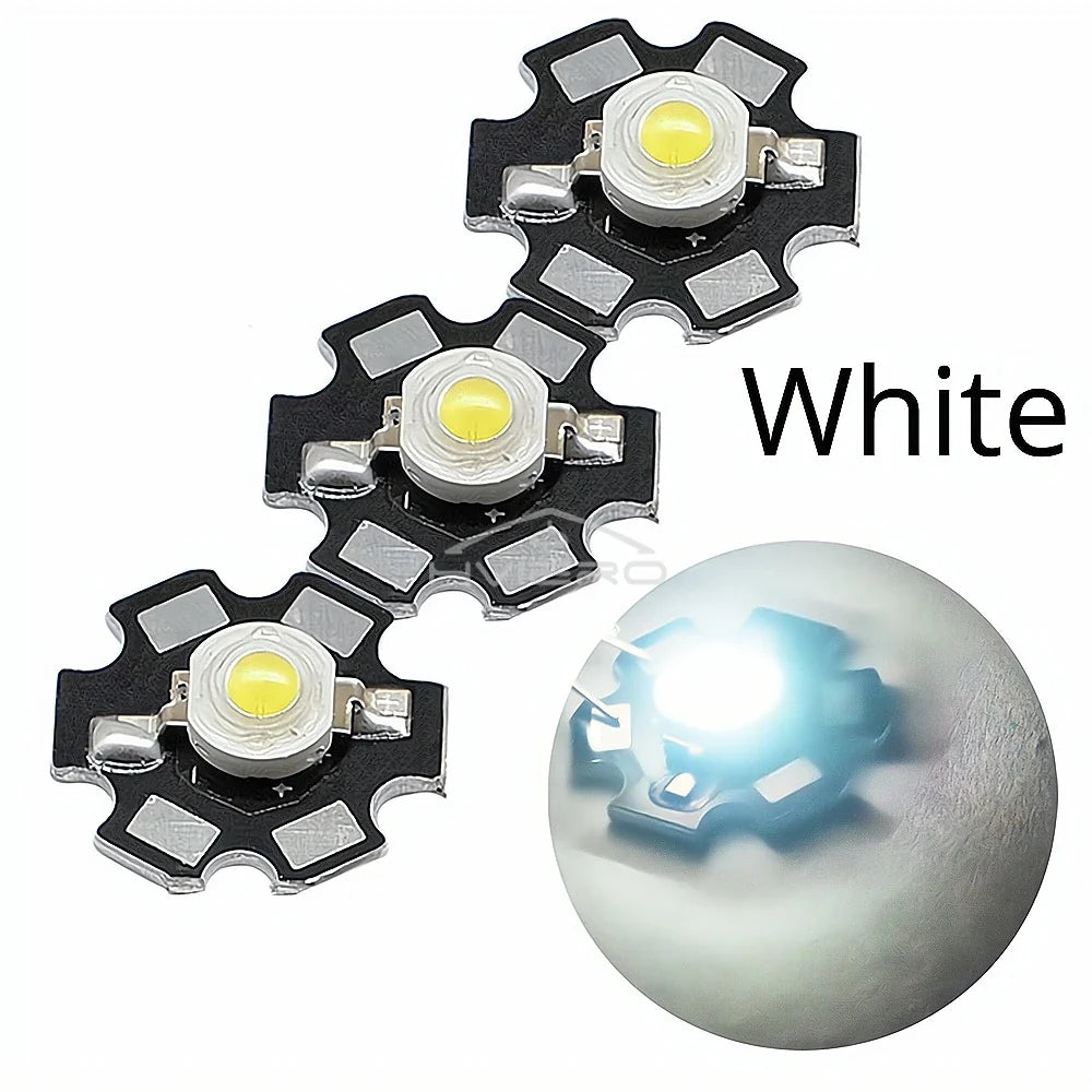 3W High Power LED Chip Beads 10/20 Pack + 20mm Star PCB
