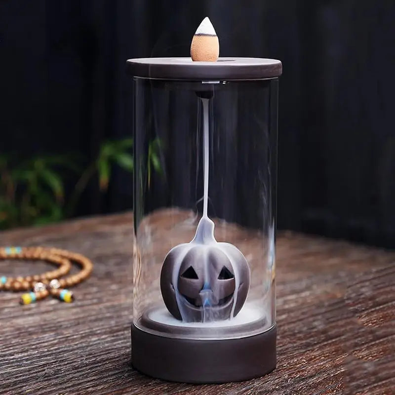 Halloween Pumpkin Backflow Incense Burner | Misty LED Fountain Backflow Incense Burner Peaceful Pleasures Health and Wellness
