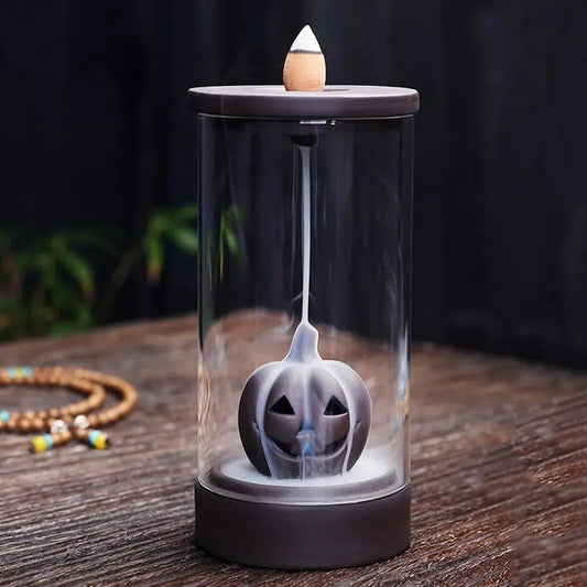 Halloween Pumpkin Backflow Incense Burner | Misty LED Fountain Backflow Incense Burner Peaceful Pleasures Health and Wellness