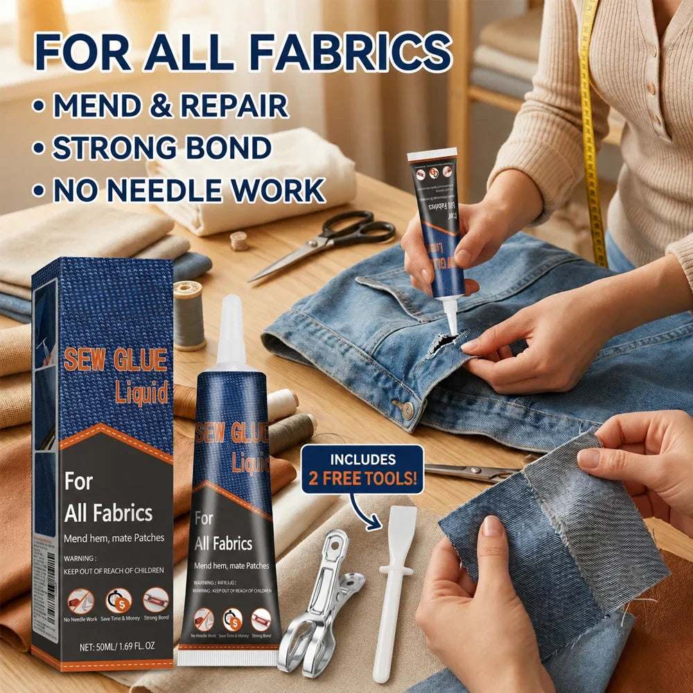 50ml Fabric Sewing Glue Kit – Fast-Drying Clothes & Leather Fix