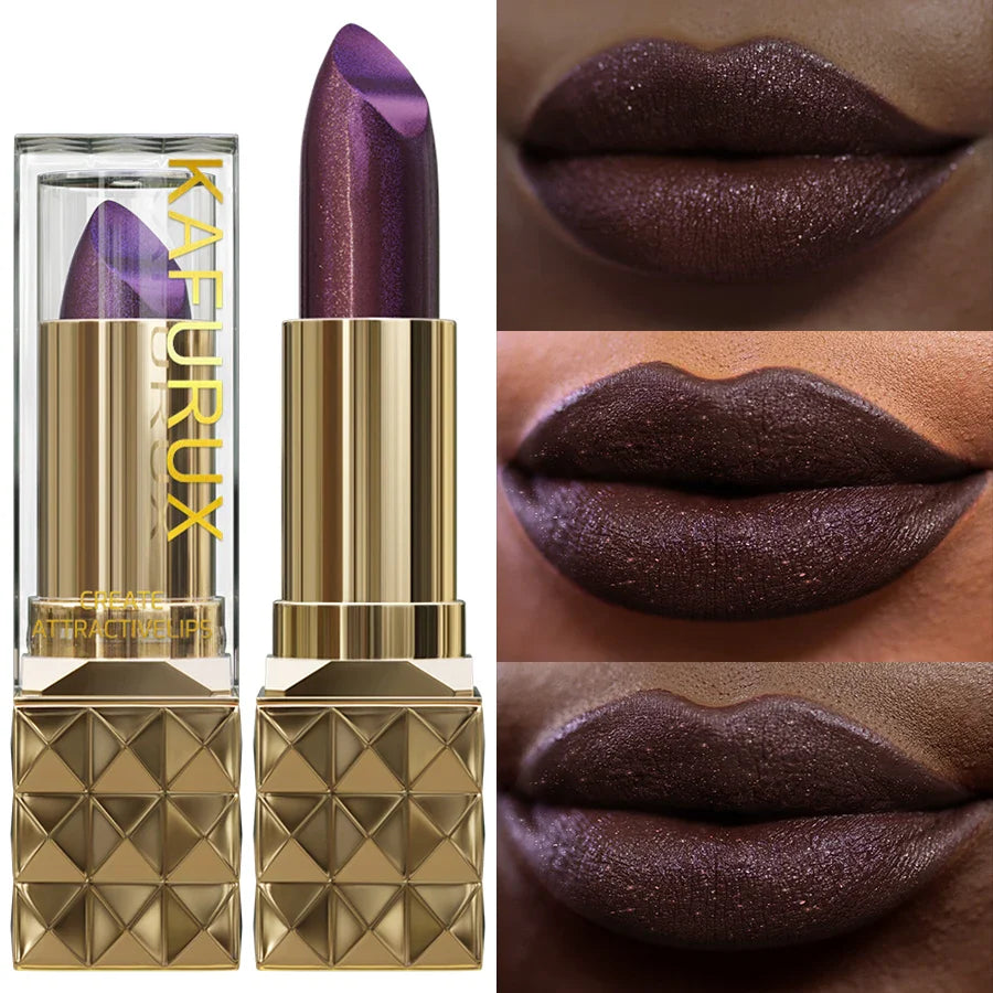 KAFURUX Glitter Metallic Lipstick – Pearlescent Long-Lasting Lip