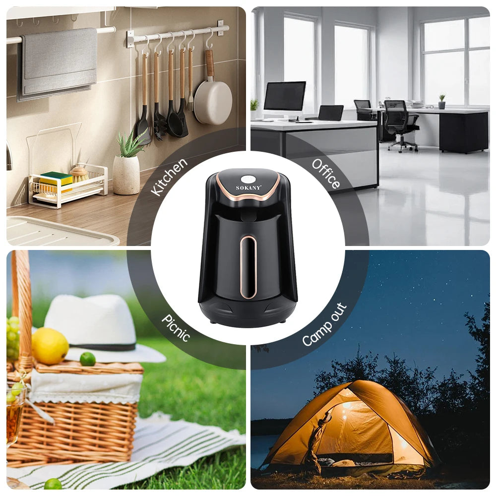 SOKANY Electric Turkish Coffee Maker Machine with 250ml/1 Cup Coffee Pot Single Serve Espresso Maker 600W Heating Coffee Peaceful Pleasures Health and Wellness