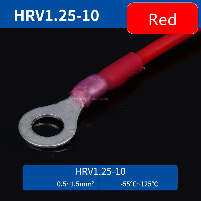 20PCS RV Circular Heat Shrink Waterproof End Male Female Plug Spring Quick Wiring Annular Pre Insulated Cold Pressed Terminal Peaceful Pleasures Health and Wellness RV1.25-M10 Red