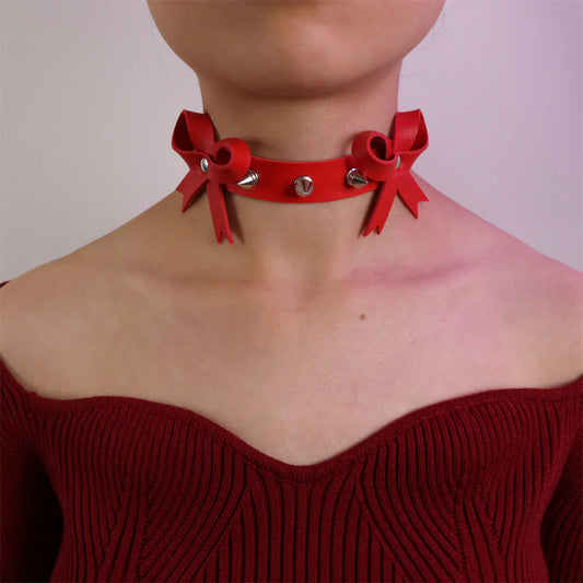 UYEE Adjustable Gothic Unisex Faux Leather Spike Rivet Choker Punk Peaceful Pleasures Health and Wellness Style A 1PCS
